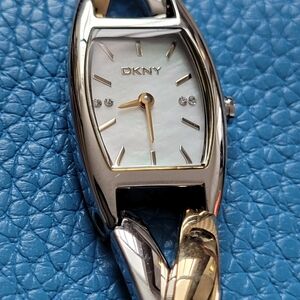 DKNY Two-Tone Silver and Gold Women's Bracelet Watch with Mother-of-Pearl Dial